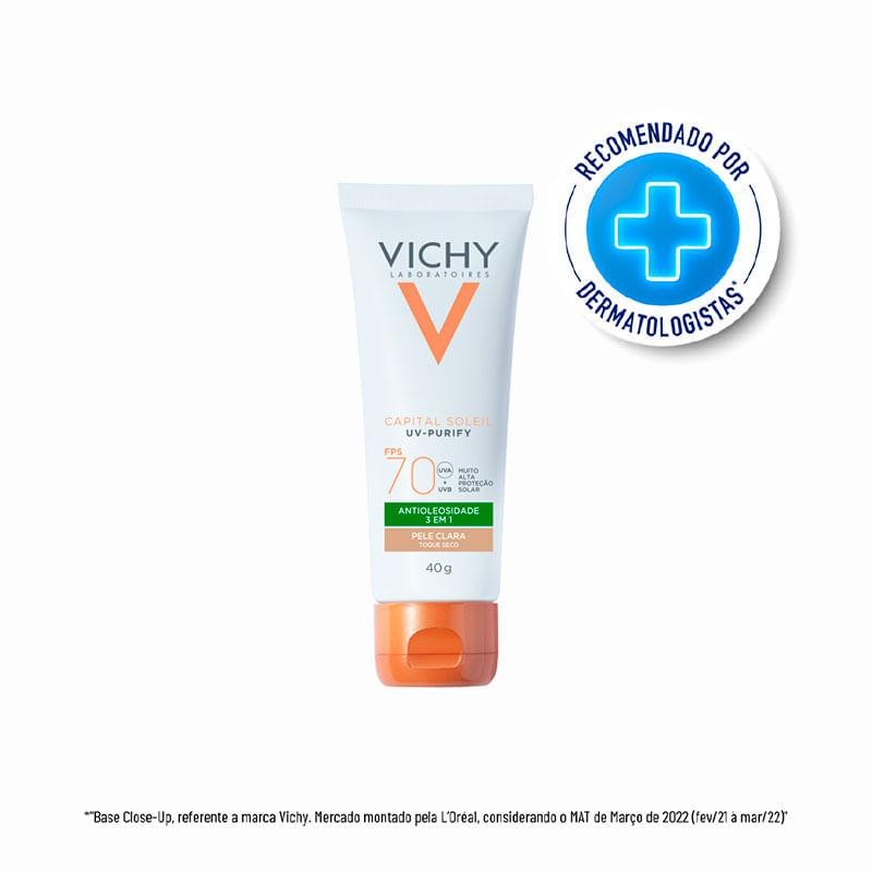 Protetor Solar Capital Soleil Vichy UV-Purify FPS70 Pele Clara 40g