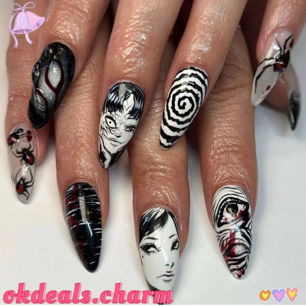 CHARM Unhas Falsas Longas , De Amêndoa De Verão Para Manicure Vestível , Prensa De Cabeça Pontiaguda Nas