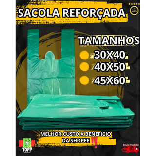 SACOLA PLASTICA VERDE REFORCADA - 30x40 40x50 45x60 - FORTE E RESISTENTE em Oferta na Shopee
