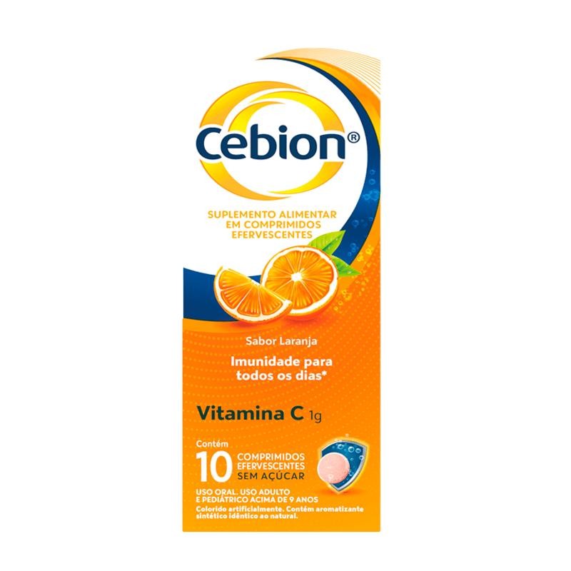 Suplemento Alimentar Cebion Vitamina C 1g Sabor Laranja 10 Comprimidos Efervescentes