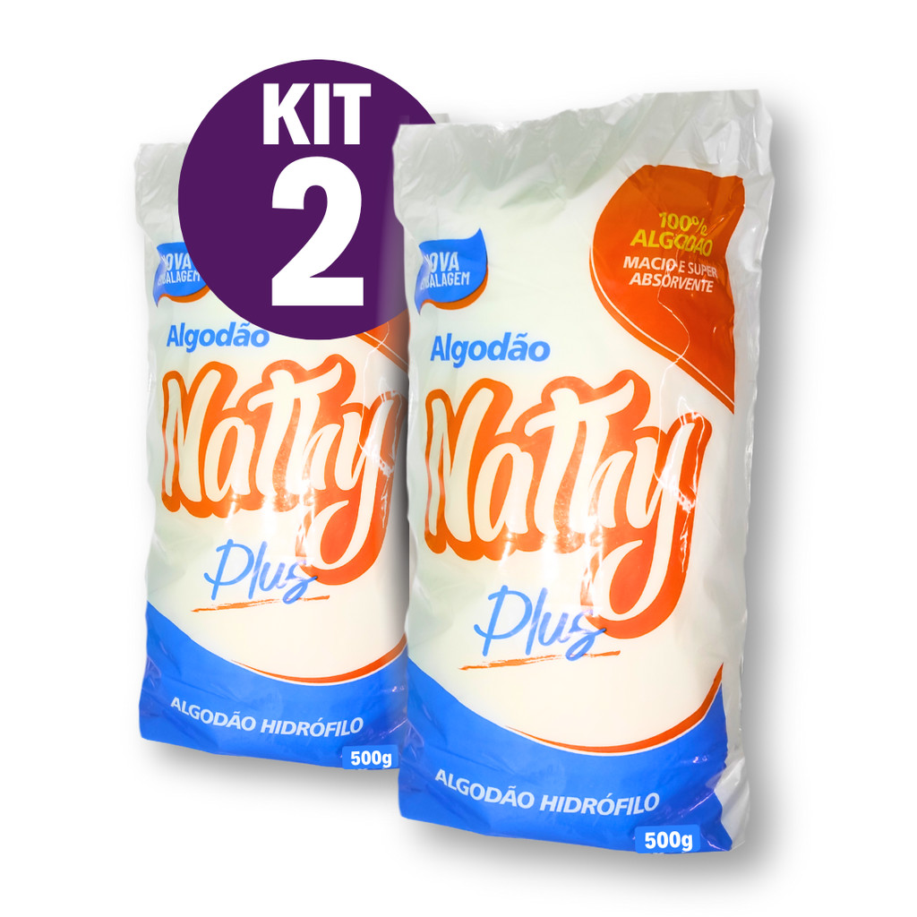 Algodão Hidrófilo Nathy Rolo 500gr - 2 Unidades