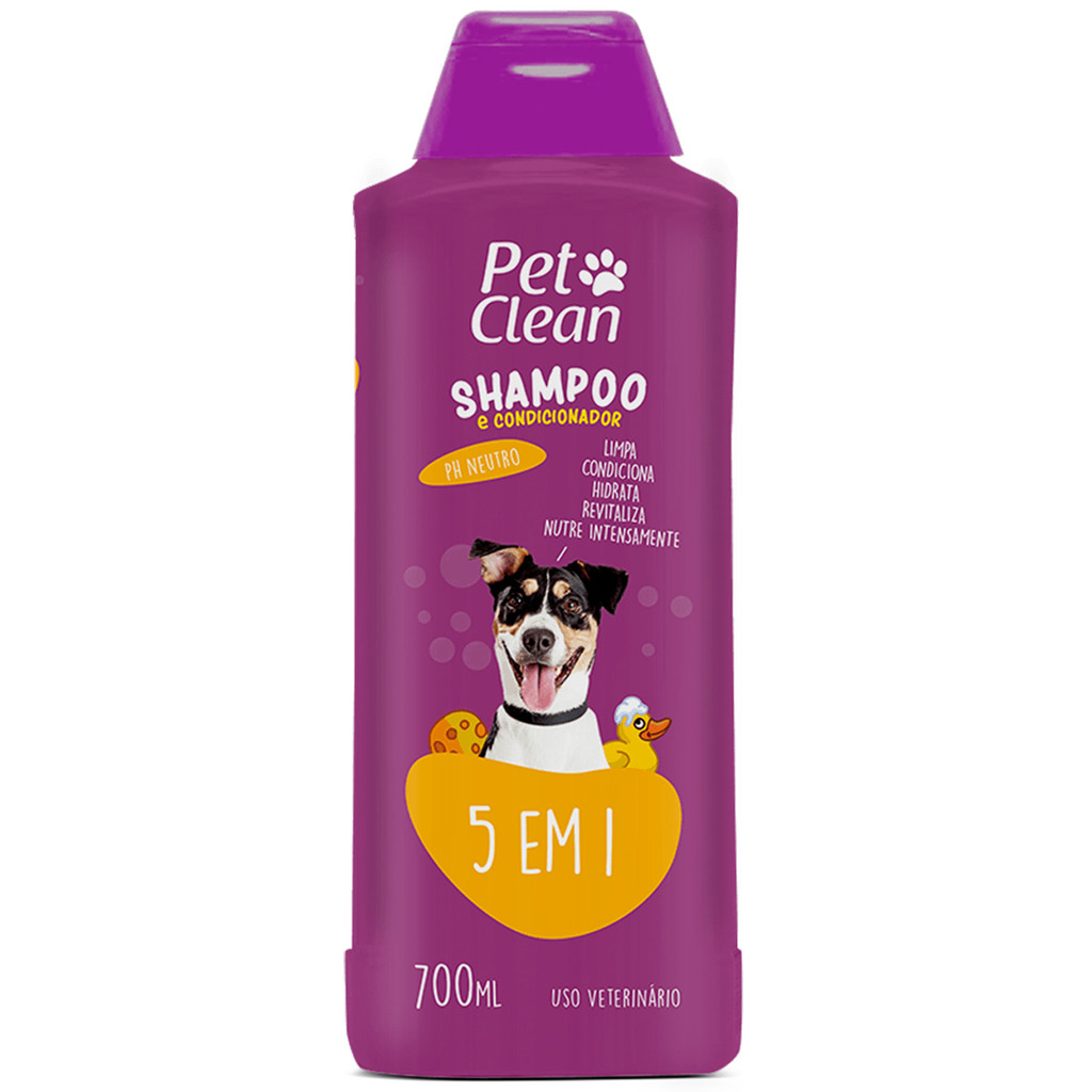 Shampoo e Condicionador 5 em 1 Pet Clean Cães e Gatos 700ml - Pets