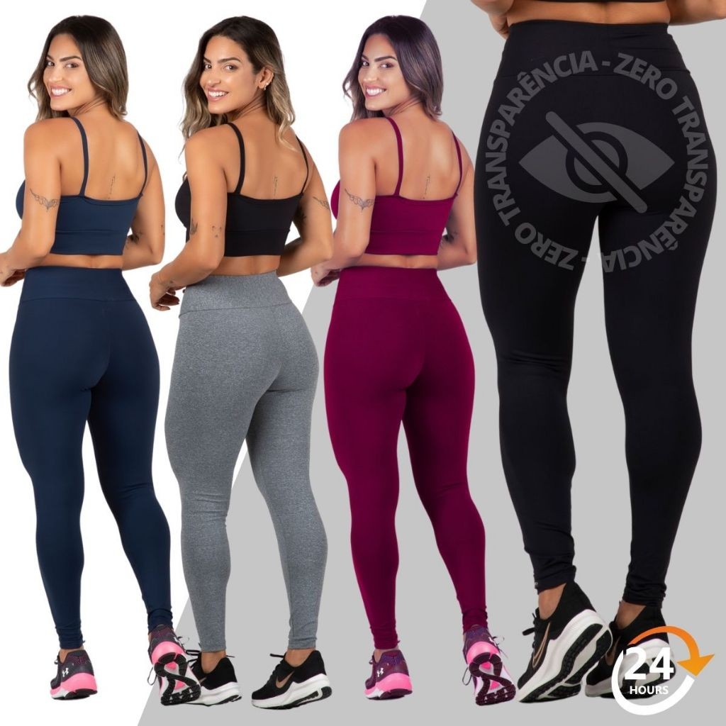 Kit 2 Calça Legging Academia Zero Transparência Fitness Cintura Alta  Levanta Bumbum Uso Diário