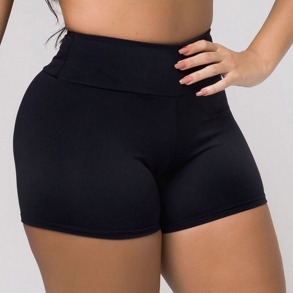 Short Legging Plus Size Feminino Meia Coxa Suplex Bermuda Cintura Alta Academia Zero Transparência