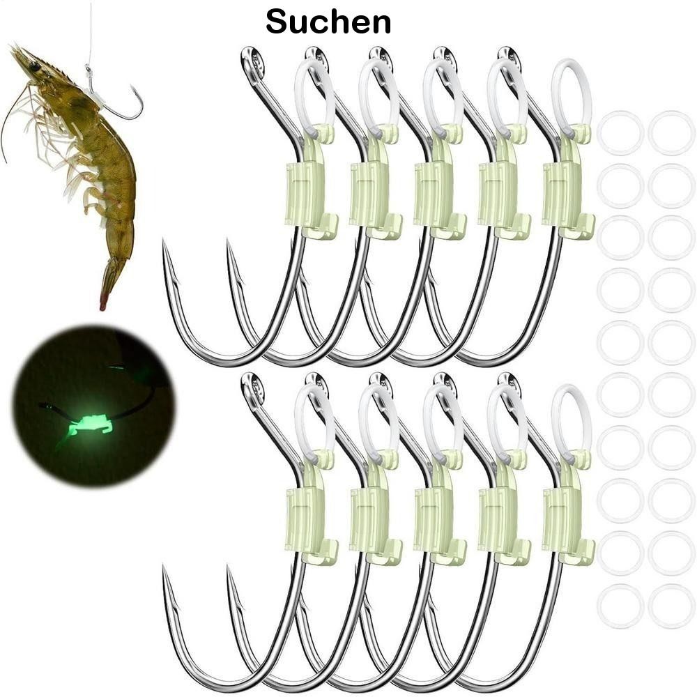 SUCHENBRI 5/10/20Pcs Conjunto De Suporte Fixo Para Isca Luminosa , Ganchos De Camarão Vivo Luminosos Farpados Afiados De em Oferta na Shopee