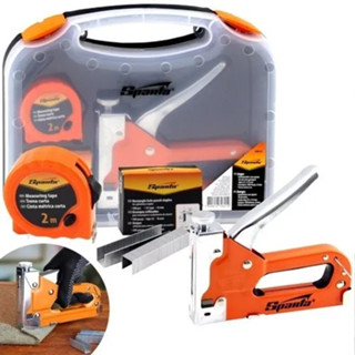 Grampeador Tapecaria Manual C/ Maleta + Trena + 500 Grampos Sparta