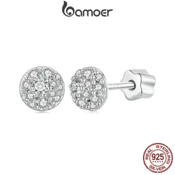 Brincos Bamoer 925 Sterling Sliver Moissanite Hemisfério Design Jóias Brilhantes Presentes Para Mulheres