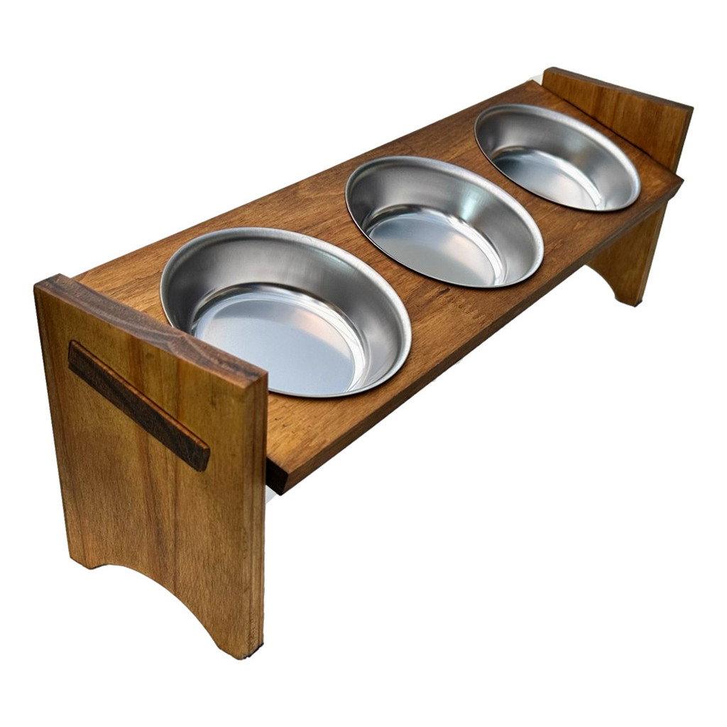 Comedouro Pote Tigela GatoTriplo Pequeno - Madeira Maciça em Oferta na Shopee