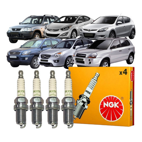 Jogo Kit 04 Velas De Ignição Ngk I30 Tucson Cerato Sportage Pajero TR4