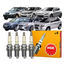 Jogo Kit 04 Velas De Ignição Ngk I30 Tucson Cerato Sportage Pajero TR4