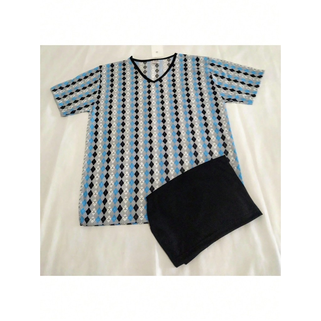 Pijama Juvenil Masculino Curto Estampado Shorts Liso Menino Roupa de Dormir