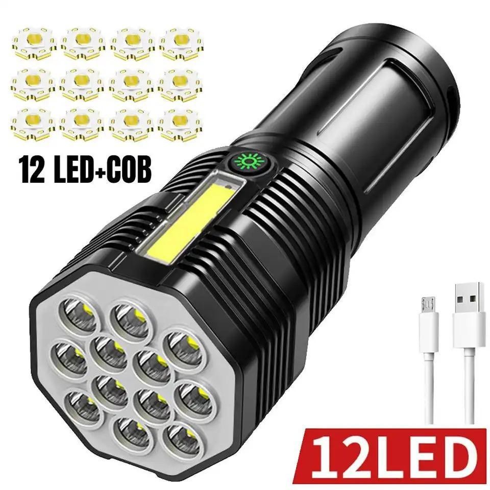 Lanterna camping Led 12 LED 1500 metros de alcance 4 Recarregável Usb Portátil Ultra Brilhante Uso Externo Longo Alcance