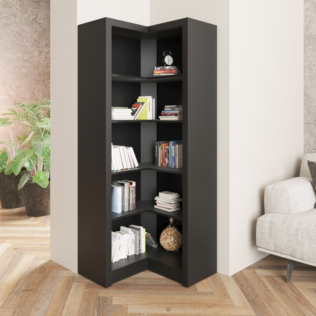 Armário de Canto Aberto com 6 Prateleira ME4132 Preto em Oferta na Shopee