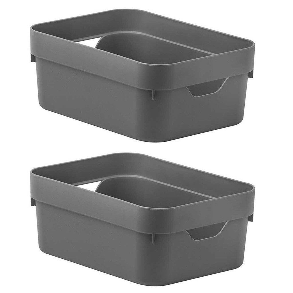 Kit 2 Caixa Plástica 2L Organizadora Multiuso OU Cube Cinza em Oferta na Shopee