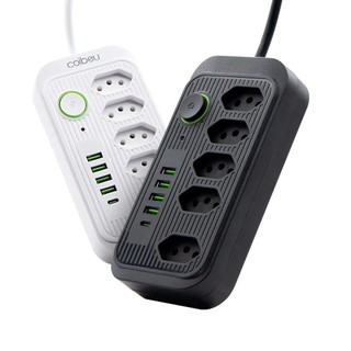 Filtro de Linha com 5 Tomadas Extensão Elétrica Universal 4 USB E Usb C