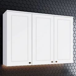 Armário Aéreo Cozinha Americana 3 Portas 100% MDF Branco HP C352 - Henn
