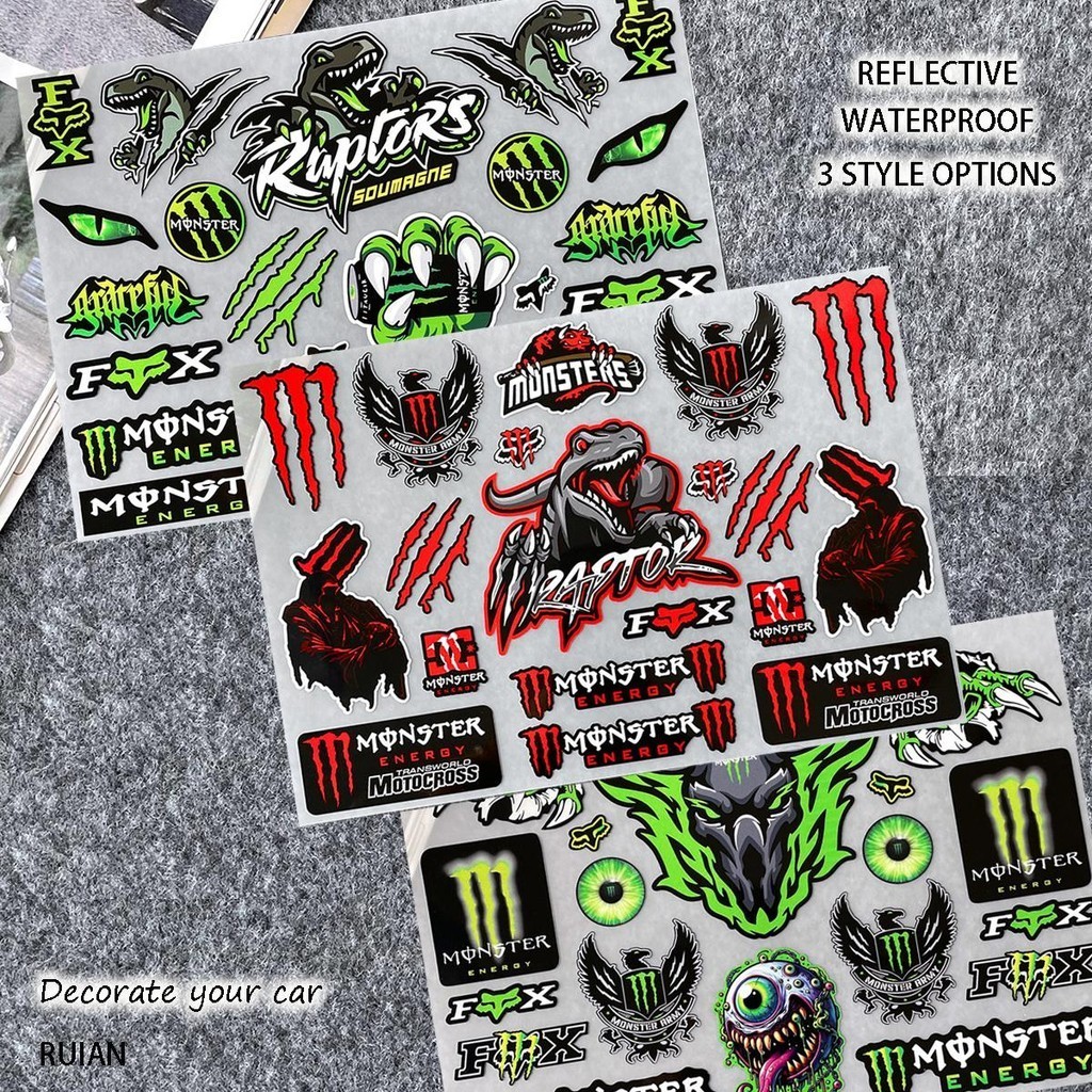 Decoração De Carroceria Motocicleta Exterior Adesivo Refletivo Impermeável Para Capacete De Fantasma/Garra