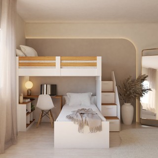 Beliche Multifuncional Solteiro Adulto com Escrivaninha Star Office Casatema Branco/Freijó em Oferta na Shopee