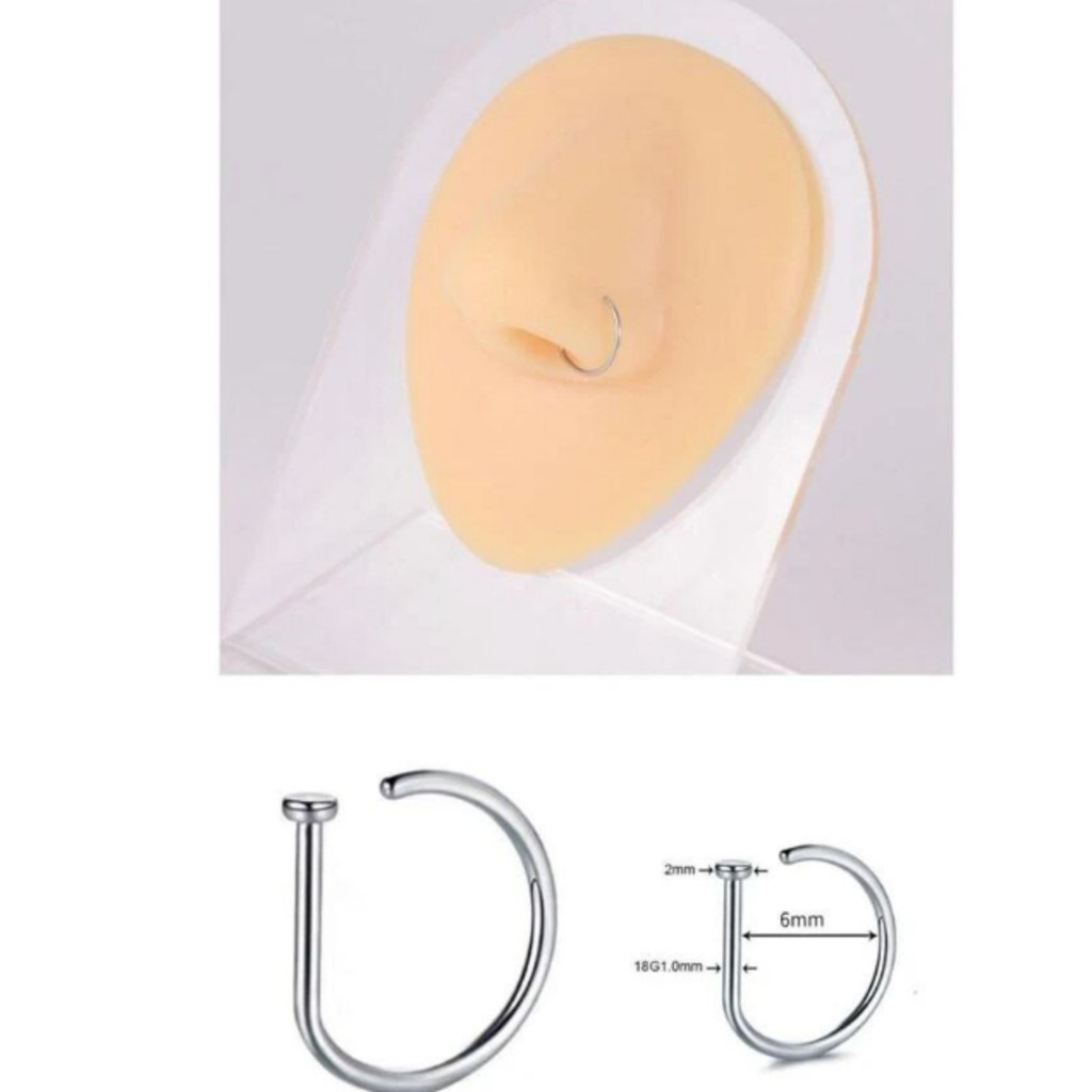 Piercing De Nariz Nostril D-ring em aço cirúrgico -Cor Prata 1 uni Unisex em Oferta na Shopee