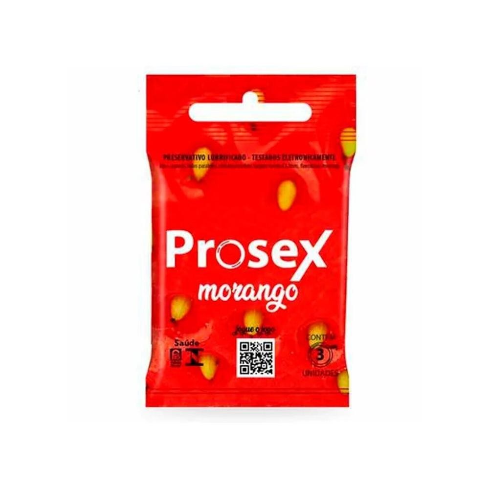Preservativo Prosex Morango 3 Unidades em Oferta na Shopee