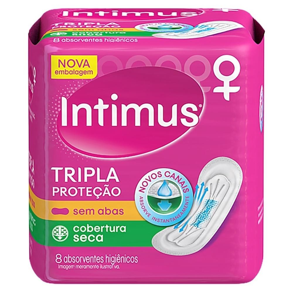 Absorvente Intimus Gel Tripla Protecao Seca sem Abas 8 Unidades em Oferta na Shopee
