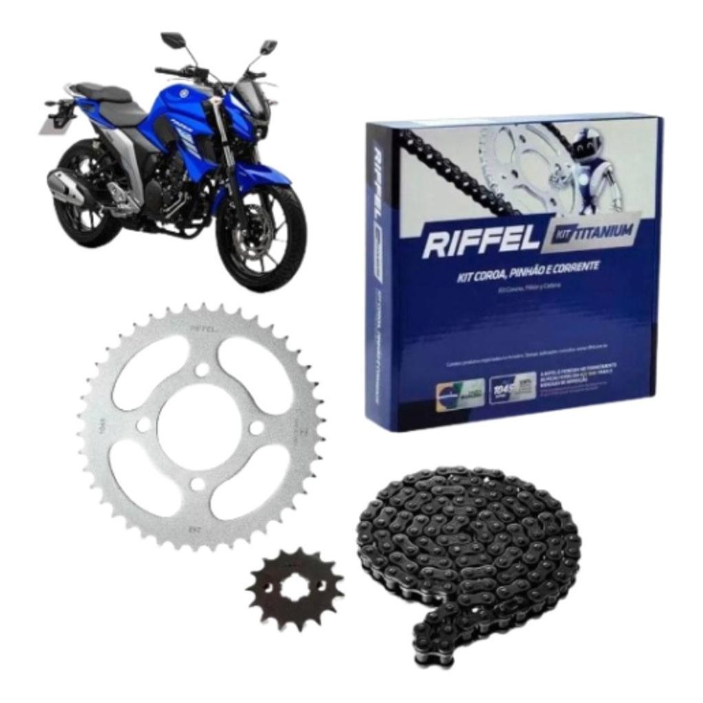 Kit Relação Tração Transmissão Fazer 250 Fazer 2018 Até 2024 Original Riffel
