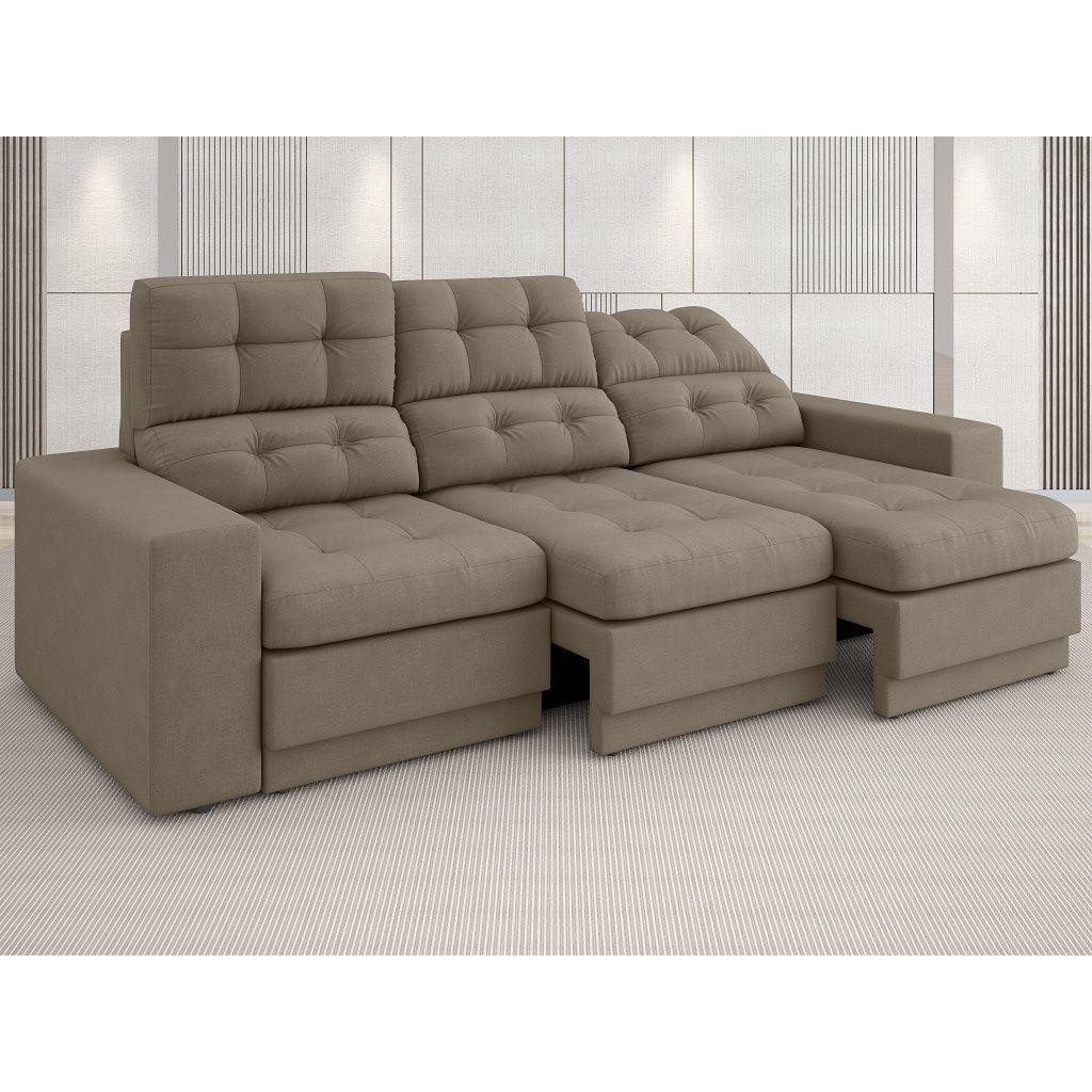 Sofá 3 Lugares Net Jobim Assento Retrátil e Reclinável Capuccino 2,05m (L) em Oferta na Shopee
