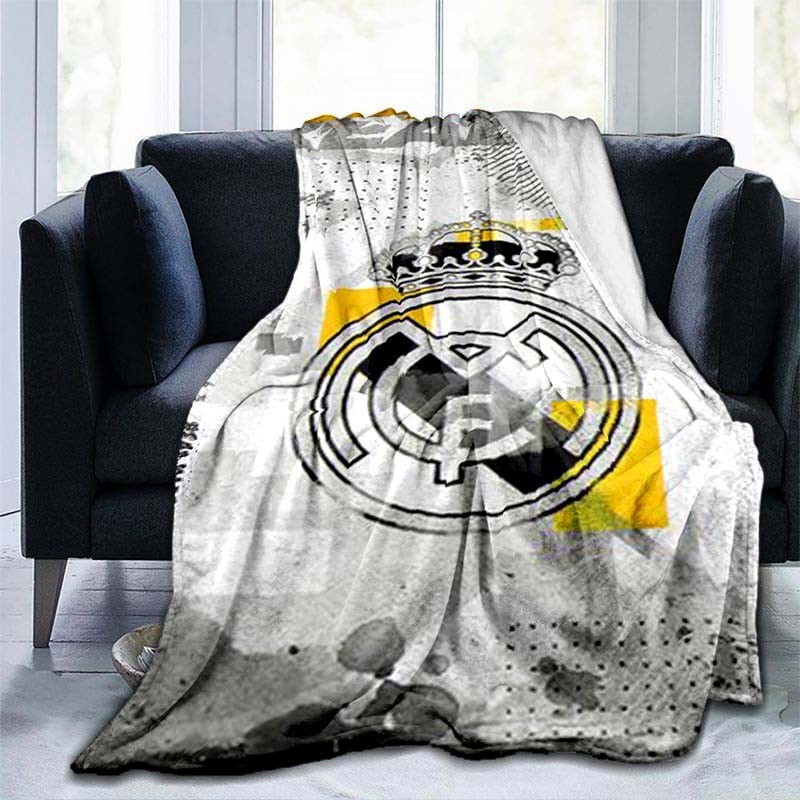 Manta De Pelúcia Impressa 3D Lã Real Madrid De Futebol Copa Do Mundo Flanela Grande Espessura Quente Sofá Cama Confortável Crianças Adultos