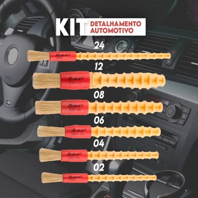 Kit Pincel N° 2 4 6 8 12 24 Lavação Detalhamento Automotivos Motos Limpeza Roma