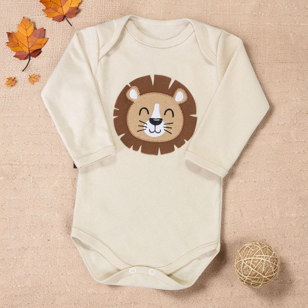 Body para Bebê Leão: Conforto e Magia em Bordado 3D em Oferta na Shopee