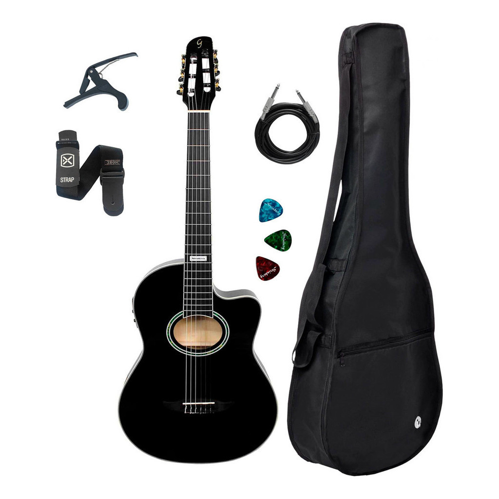 Violão Náilon Ele/ac Giannini Gnf-3 Ceq (bk) + Acessórios em Oferta na Shopee