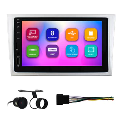 Kit Multimídia 7 Pol Corsa 2002 A 10 Montana 03 A 10 Meriva 03 A 12 Vectra 05 A 11 Espelhamento Android Ios 2 Din Prata