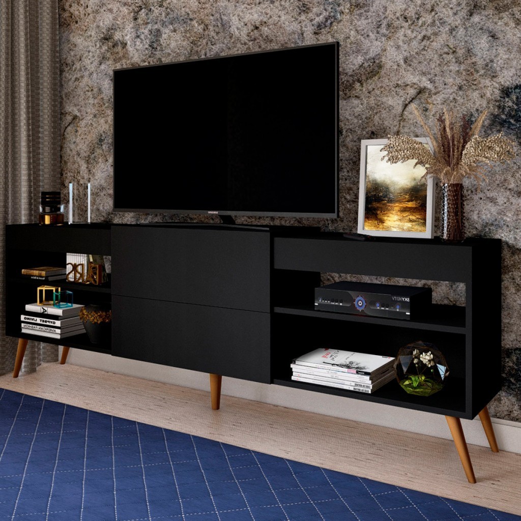 Rack para TV Até 55 Polegadas Luiza Diamantina 1 Porta 2 Prateleiras