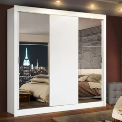 Guarda-Roupa Casal Madesa Lyon 3 Portas de Correr com Espelhos 2 Gavetas