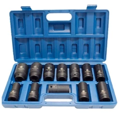 Jogo de Soquete Impacto Sextavado Encaixe 3/4 POL Bitolas 17 à 38 MM Kit 12 Peças BREMEN