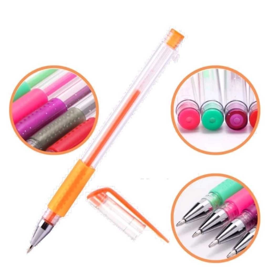 oFetas Kit com 10 Unidades Caneta Gel Escolar Colorida Com Gliter / Cheiro Fruta E Gliter（Merlin ）