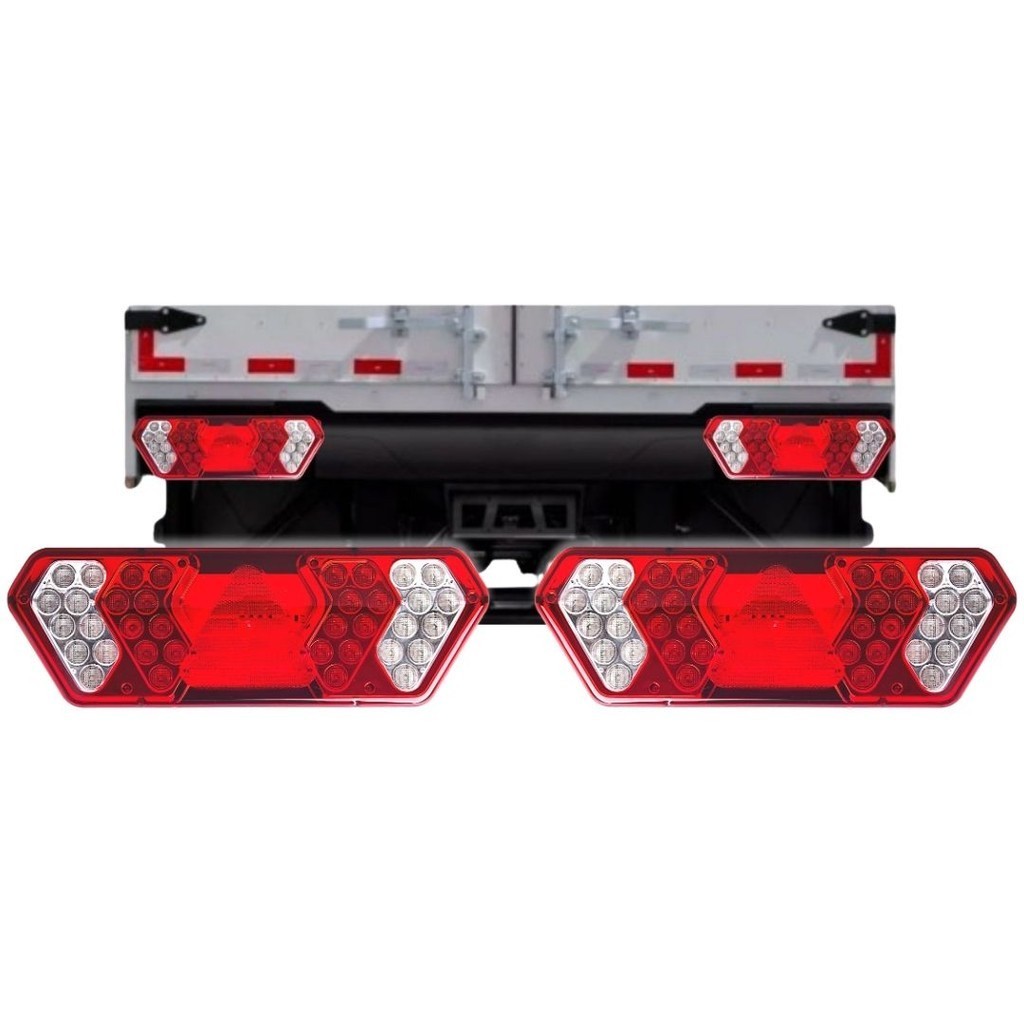 Par Lanterna Traseira Implementos Modelo Guerra Carreta Baú Truck Led 24V Universal Após 2012