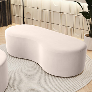 Puff Decorativo Orgânico para Living Quarto 140cm Orbit W01 Suede Bege - Lyam Decor em Oferta na Shopee