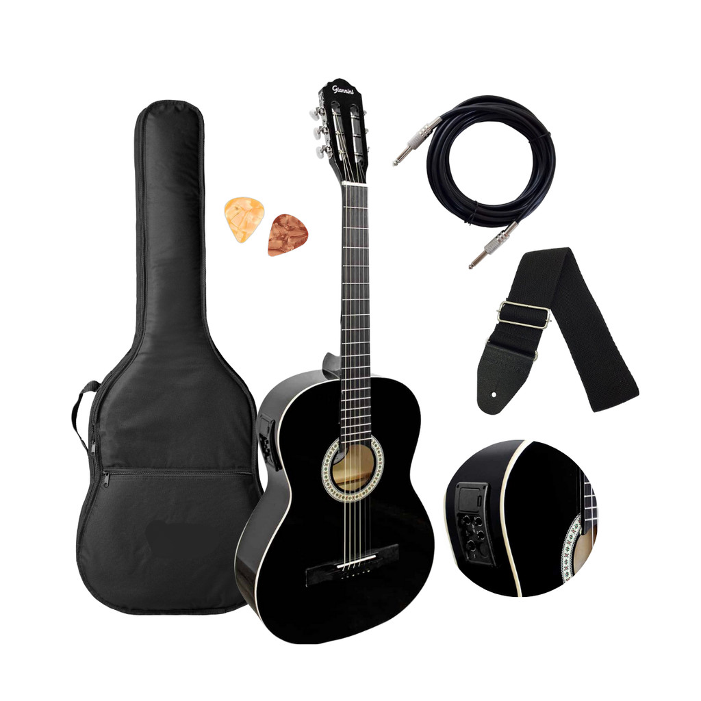 Violão Elétrico Aço Preto Giannini Start S-14 EQ BK + Acessórios