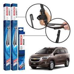 Kit 3 Palhetas Dianteiras Aerofit + Traseira REAR Original Bosch Chevrolet Spin 2012 A 2019