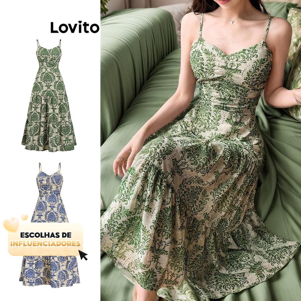 (KOL‘s pick) Lovito Vestido Boho Paisley Padrão Smocked Bow Back para Mulheres L87ED315(Multicolorido) em Oferta na Shopee