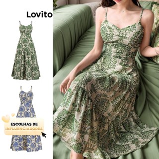 (KOL‘s pick) Lovito Vestido Boho Paisley Padrão Smocked Bow Back para Mulheres L87ED315(Multicolorido) em Oferta na Shopee