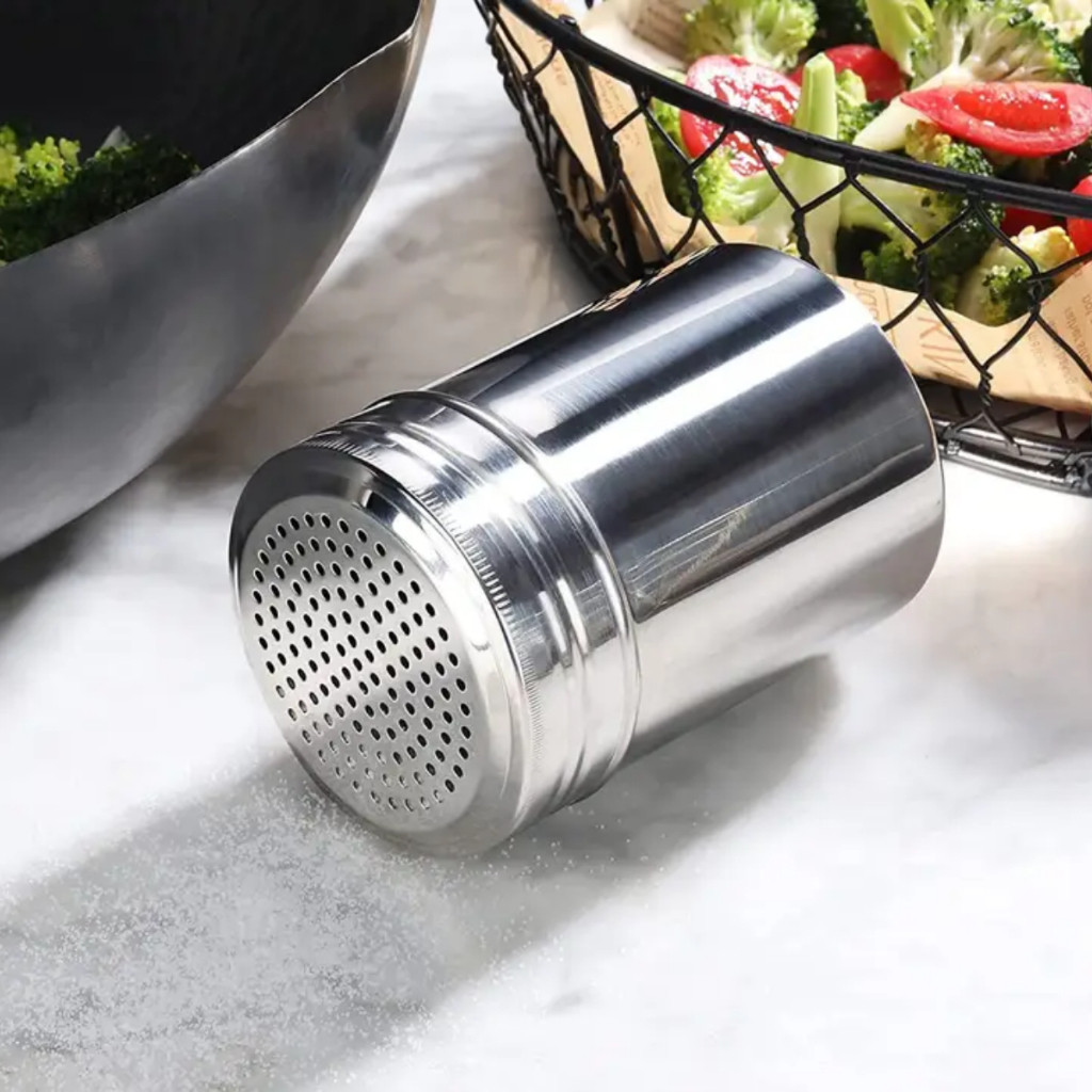 Saleiro Porta Queijo Ralado Orégano Aço Inox Com Tampa Queijeira 10X7CM em Oferta na Shopee