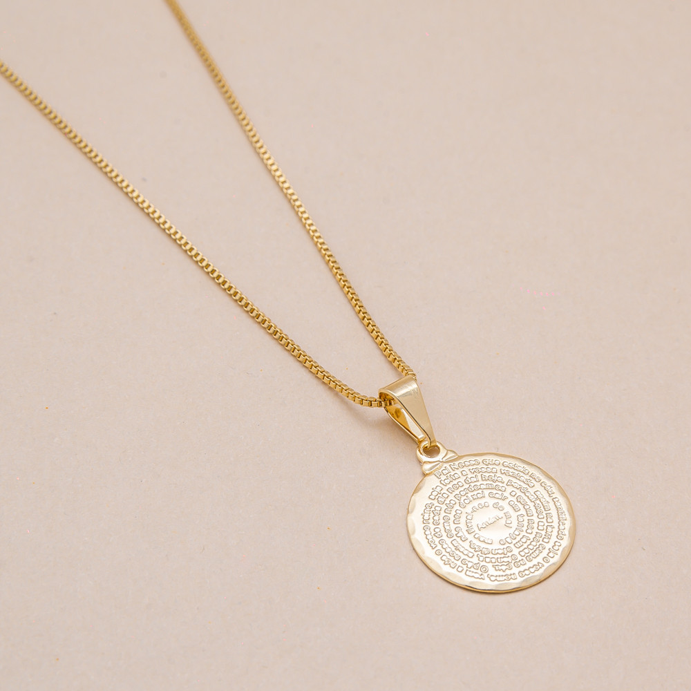 Colar Oração Pai Nosso com Banho em Ouro 18k em Oferta na Shopee