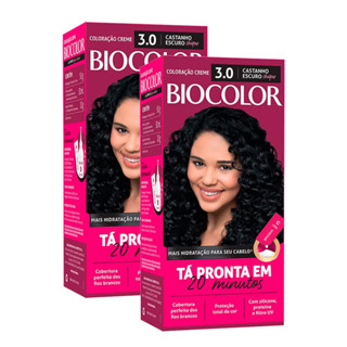 Kit 2X Tintura Creme Biocolor Castanho Escuro Chique 3.0 Mini Kit em Oferta na Shopee