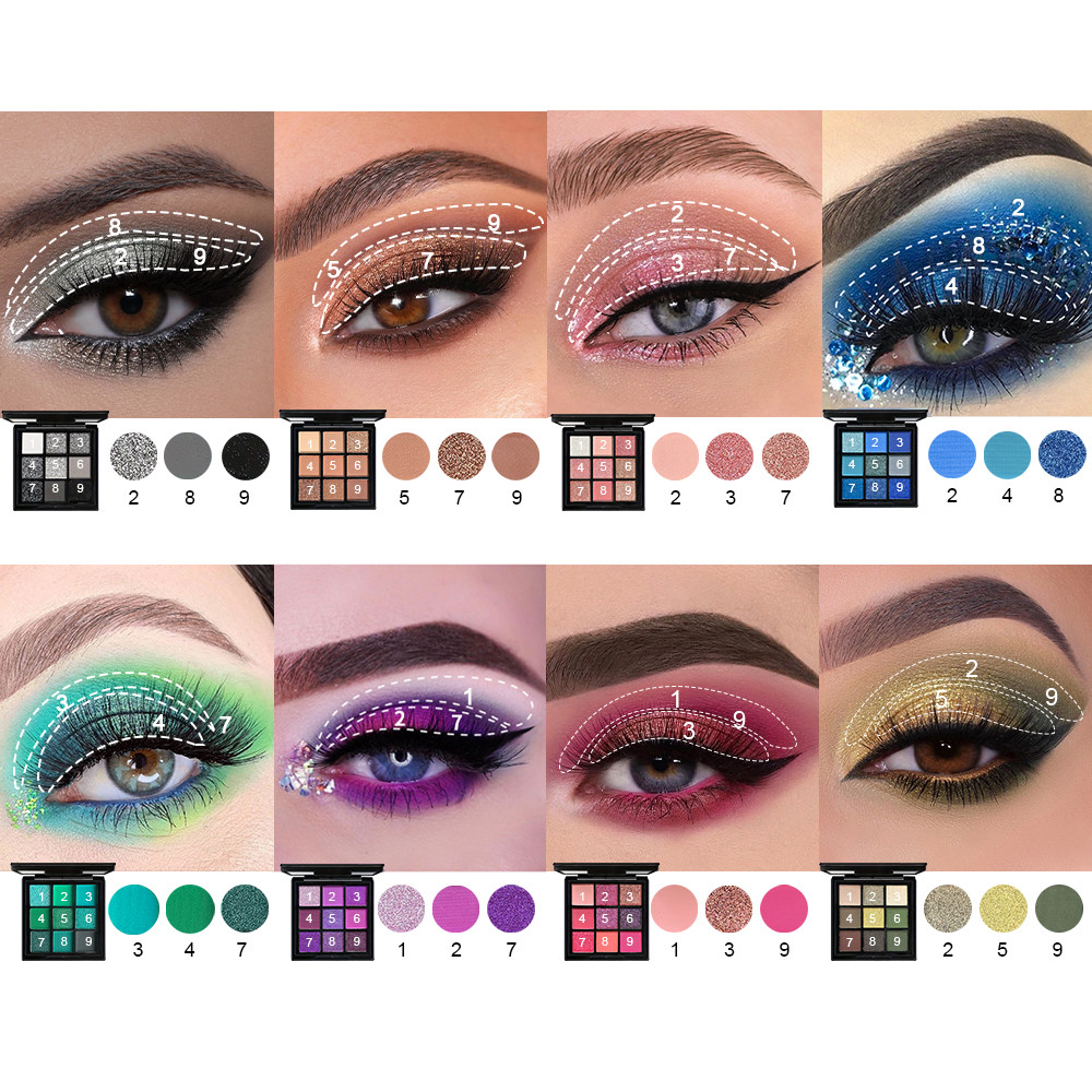 Veronni 9-Grade Vermelho Sombra Paleta Roxo Glitter Perolado Fosco De Olho Shimmer Maquiagem De Longa Duração Feminino B
