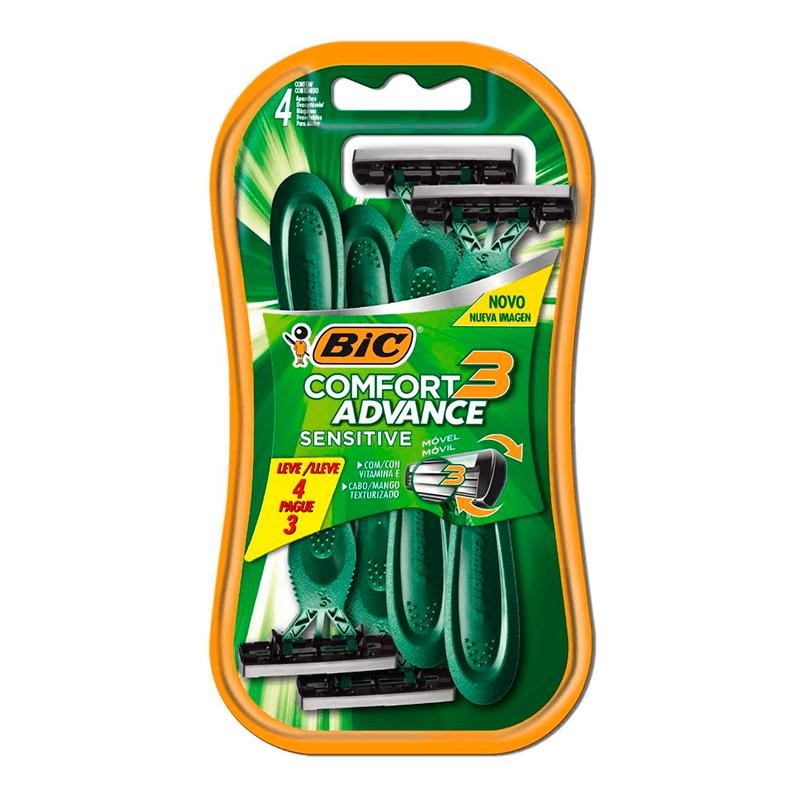 Aparelho de Depilar Bic Comfort 3 Advance Sensitive Leve 4 Pague 3 Unidades em Oferta na Shopee