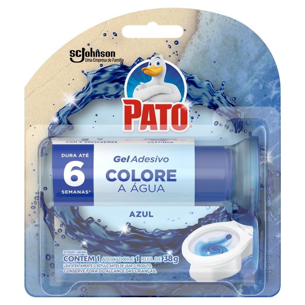 Desodorizador Sanitário Pato Gel Adesivo Água 38g com Aplicador e Refil 6 Discos - Home & Living