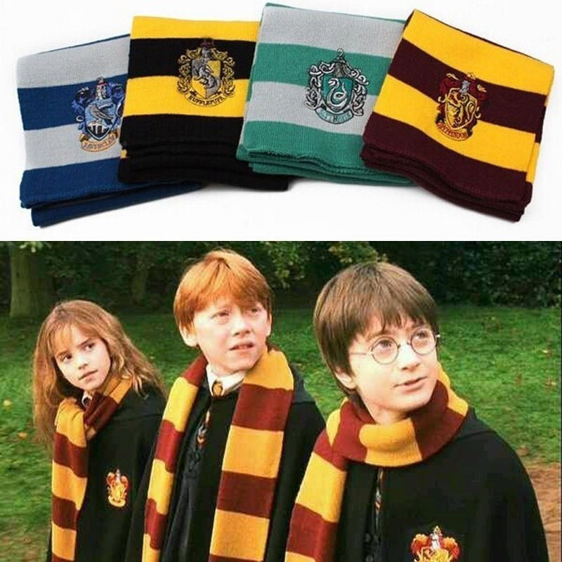 Cachecol Harry Potter Grifinória Sonserina Hufflepuff Ravenclaw Badge Acessórios CF66