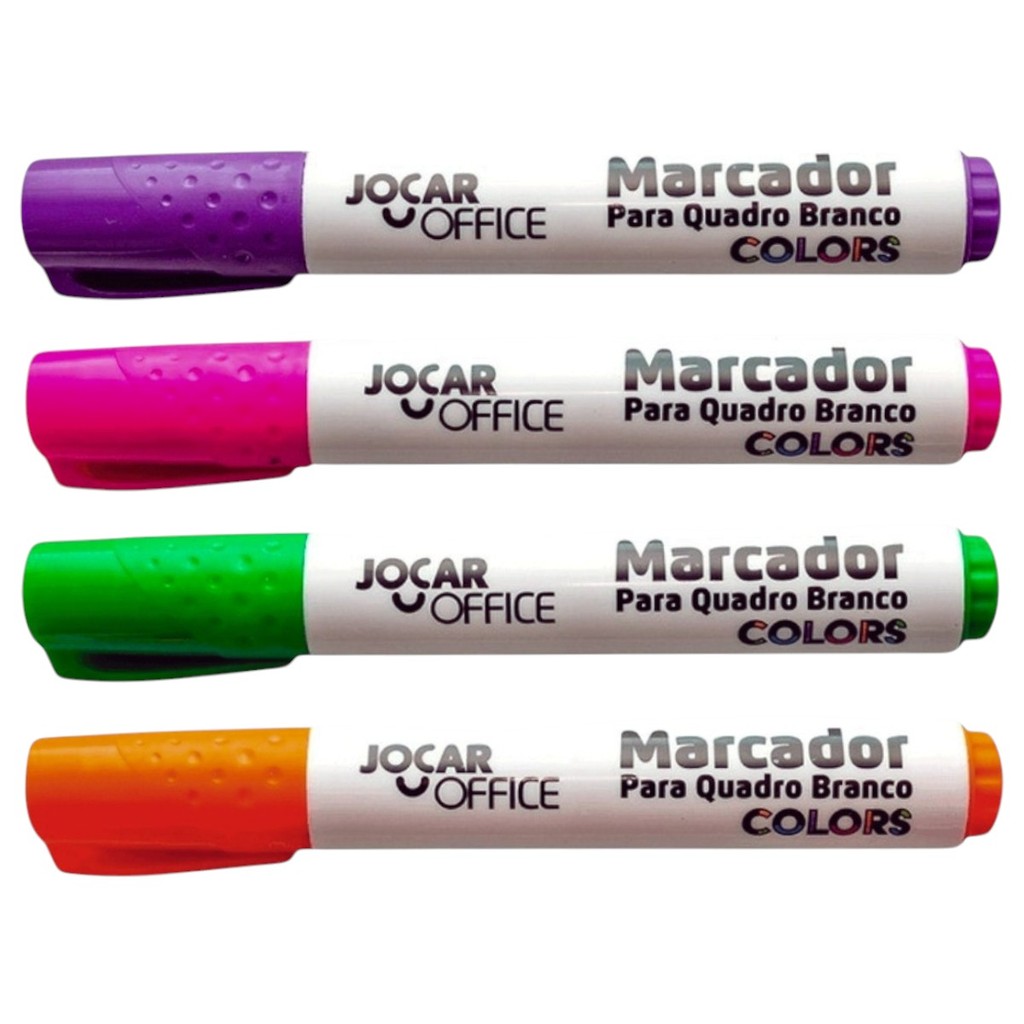 MARCADOR PARA QUADRO BRANCO COLORS ESTOJO 4 PÇS JOCAR OFFICE